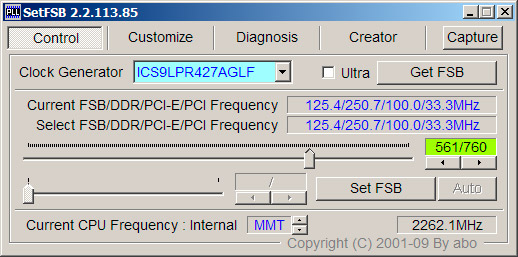 Overclocking Asus Eee PC 1215n: Adjusting and setting higher clocking in setfsb